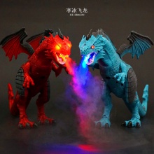 电动遥控喷雾恐龙软胶仿真动物模型大会走路的霸王龙儿童玩具批发