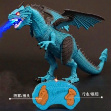电动遥控喷雾恐龙软胶仿真动物模型大会走路的霸王龙儿童玩具批发