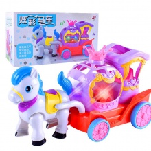 厂家直供梦幻灯光音乐小马车儿童益智电动玩具地摊玩具