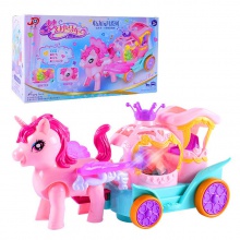 厂家直供梦幻灯光音乐小马车儿童益智电动玩具地摊玩具