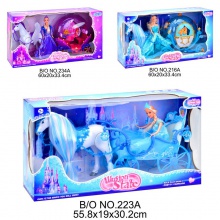 儿童大号礼盒装过家家马车公主娃娃玩具仿真马叫声炫彩灯光