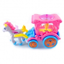电动万向灯光马车 儿童启智卡通音乐马车电动玩具