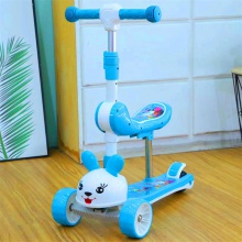 兔子儿童滑板车可坐二合一3-6-12岁三合一闪光轮踏板车工厂批发