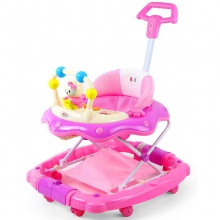 婴儿学步车多功能防侧翻宝宝手推可坐带脚垫推杆