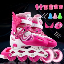 单闪儿童溜冰鞋PVC轮全套装轮滑鞋滑冰鞋男女滑轮可调节厂家批发