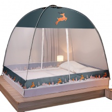 蒙古包蚊帐防尘款免安装 儿童卡通家用加密加高防蚊布折叠纹帐