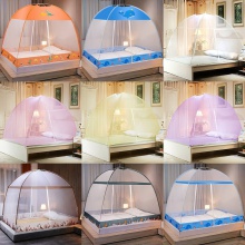 蒙古包蚊帐防尘款免安装 儿童卡通家用加密加高防蚊布折叠纹帐