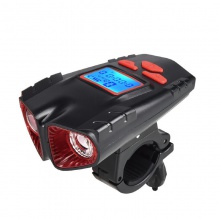 USB充电自行车无线码表灯带电量显示喇叭自行车灯山地单车夜骑灯