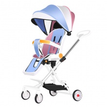 双向推行可折叠四轮防侧翻全包围座椅简易婴儿推车儿童溜娃手推车