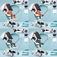双向推行可折叠四轮防侧翻全包围座椅简易婴儿推车儿童溜娃手推车