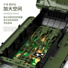 儿童坦克玩具车男孩早教音乐变形收纳轨道合金惯性车军事坦克模型
