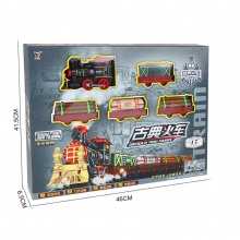 仿真古典冒烟火车儿童电动轨道车可充电复古蒸汽火车男孩音乐灯光