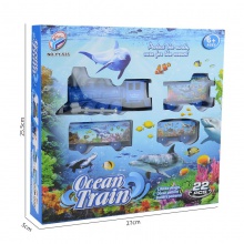 电动仿真海洋观光列车 DIY拼装轨道小火车组装儿童玩具套装