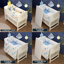 婴儿床实木环保欧式多功能拼接大床宝宝bb可移动新生儿童摇篮床