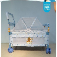 婴儿床新款铁小手推床宝宝睡篮多功能推车便携bb欧式简易小床蚊帐