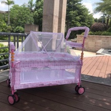 婴儿床铁床多功能宝宝床带蚊帐bb床摇篮床便捷手推床新生儿床睡床