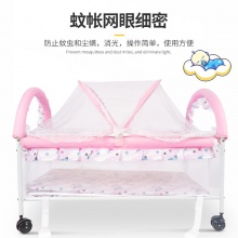 公主风格婴儿床推床布艺小推车童床宝宝铁床可加长bb床储物层