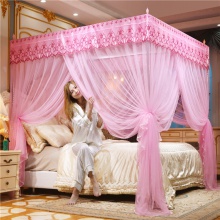 简约款三开门公主房落地式蚊帐家用蕾丝宫廷文帐1.5/1.8m