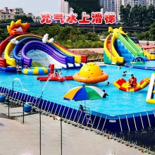 移动大型水上乐园设备儿童充气水上滑梯玩具闯关户外支架水池厂家