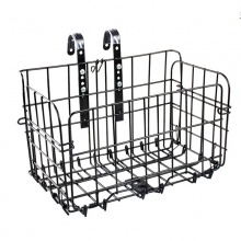 厂家批发自行车带盖前车筐可折叠蒌加粗铁丝折叠车篮盖骑行用品