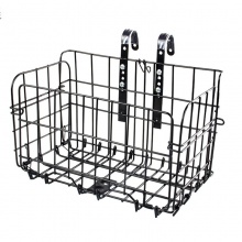 厂家批发自行车带盖前车筐可折叠蒌加粗铁丝折叠车篮盖骑行用品