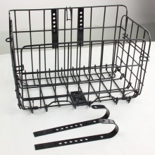 厂家批发自行车带盖前车筐可折叠蒌加粗铁丝折叠车篮盖骑行用品