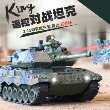遥控坦克车合金对战坦克可发射子弹喷雾装甲车男孩玩具军事模型