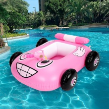 现货PVC儿童充气警车座圈含水枪 宝宝夏日戏水喷水车浮排