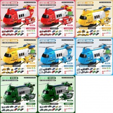 儿童收纳直升工程消防飞机惯性灯光音乐玩具车可弹射合金小车