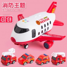 儿童收纳仿真回力飞机工程消防警察车声光男孩合金车宝宝玩具