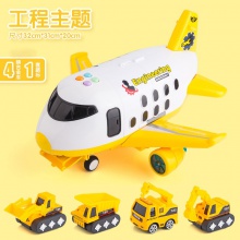 儿童收纳仿真回力飞机工程消防警察车声光男孩合金车宝宝玩具