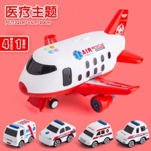 儿童收纳仿真回力飞机工程消防警察车声光男孩合金车宝宝玩具