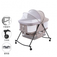 婴儿床带置物兜折叠宝宝睡床方便携带床边床带滚轮刹车半遮阳蚊帐