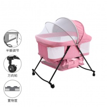 婴儿床带置物兜折叠宝宝睡床方便携带床边床带滚轮刹车半遮阳蚊帐
