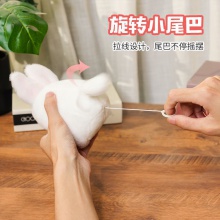 抖音同款拉绳小兔子摇尾巴的可爱仓鼠仿真毛绒玩具小公仔拉线玩具