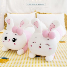 趴款可爱兔子抱枕毛绒玩具羽绒棉软体毛毛虫兔子枕头送女生日礼物