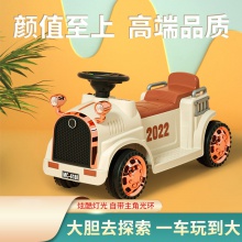 新款儿童复古电动车宝宝玩具汽车可坐人充电电瓶四轮滑行车