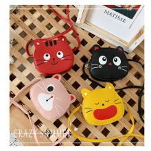 儿童包包2023新款可爱单肩包小女孩零钱包INS简约猫咪斜挎包