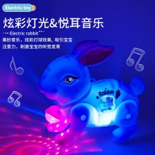 牵绳兔子小猪行走兔子炫彩灯光动感音乐儿童玩具地摊夜市