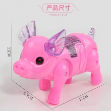抖音同款会跑电动小猪创意发光音乐儿童玩具牵绳小猪夜市地摊货源