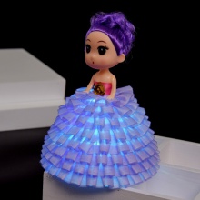 新款发光迷糊娃娃椭圆裙撑七彩闪灯娃娃 地摊LED18cm闪光娃娃