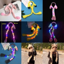 抖音同款兔子耳朵帽子网红发光萌可爱气囊一捏长耳朵会动的兔子帽