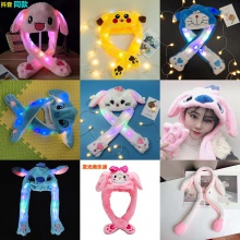 抖音同款兔子耳朵帽子网红发光萌可爱气囊一捏长耳朵会动的兔子帽