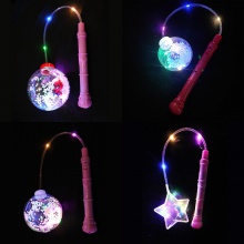 网红娃娃发光灯笼球 三挡开关夜市玩具LED透明手提波波球