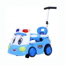 警车联盟遥控1-5岁儿童可坐四轮玩具推车电动汽车 推把款