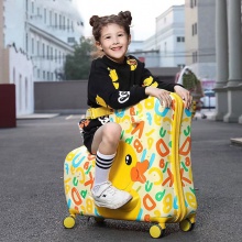 小黄鸭拉杆箱儿童行李箱可坐骑拉杆箱木马万向轮儿童密码箱拉杆箱