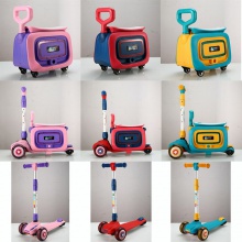 儿童带行李箱的滑板车旅行箱男女孩宝宝可坐可骑溜溜车三合一童车