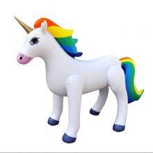 厂家PVC充气独角马喷水彩虹水池 白马儿童玩具卡通玩具