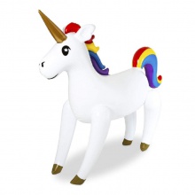 厂家PVC充气独角马喷水彩虹水池 白马儿童玩具卡通玩具