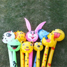 PVC充气儿童卡通动物头长棒玩具 夜市公园地推礼品充气玩具